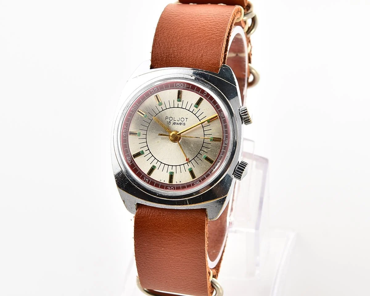 Vintage Soviet Poljot-cricket mechanical wristwatch with alarm function