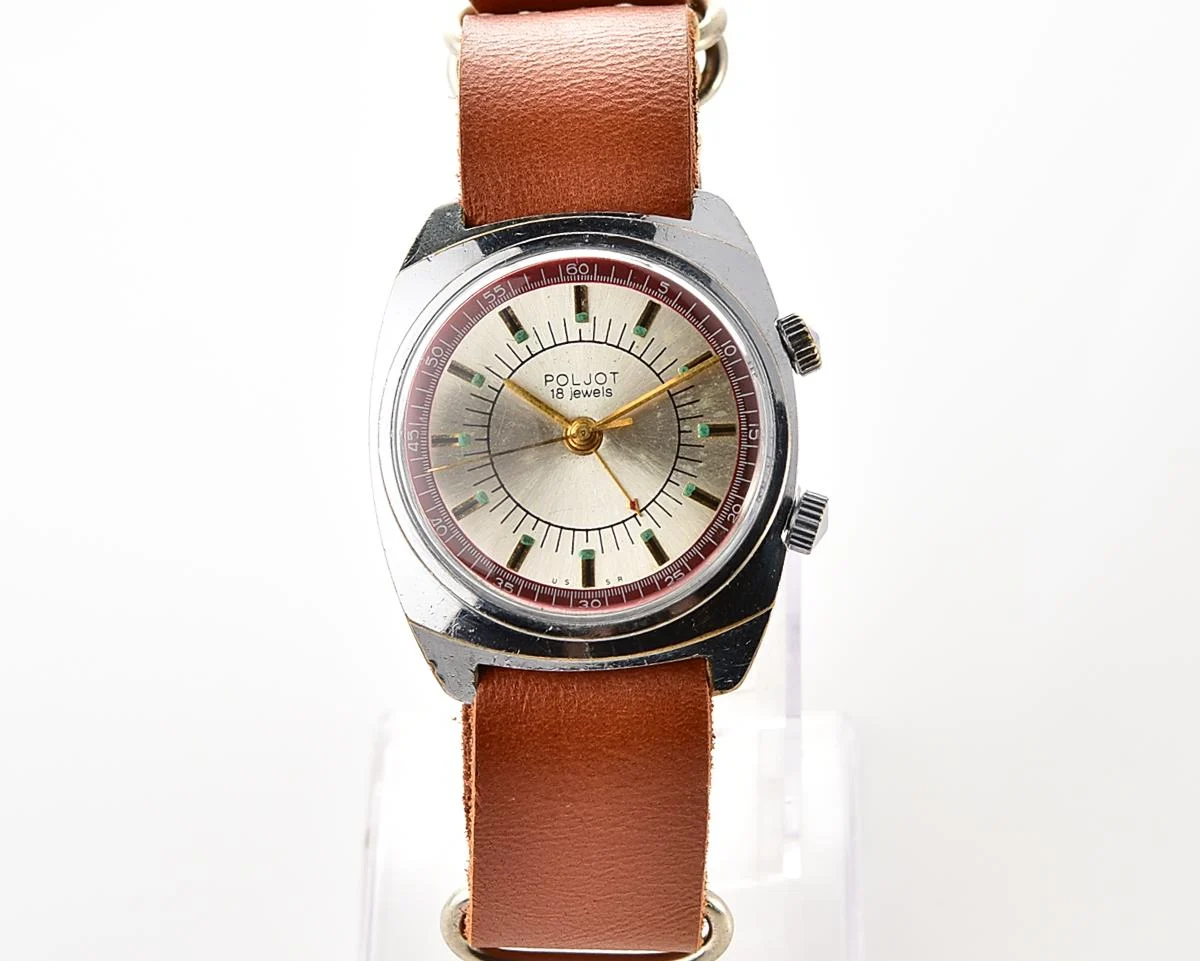 Vintage Soviet Poljot-cricket mechanical wristwatch with alarm function