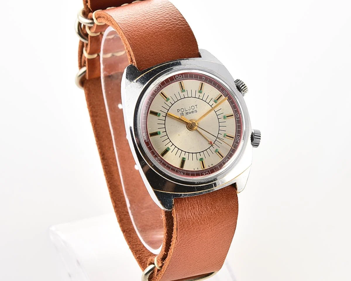 Vintage Soviet Poljot-cricket mechanical wristwatch with alarm function