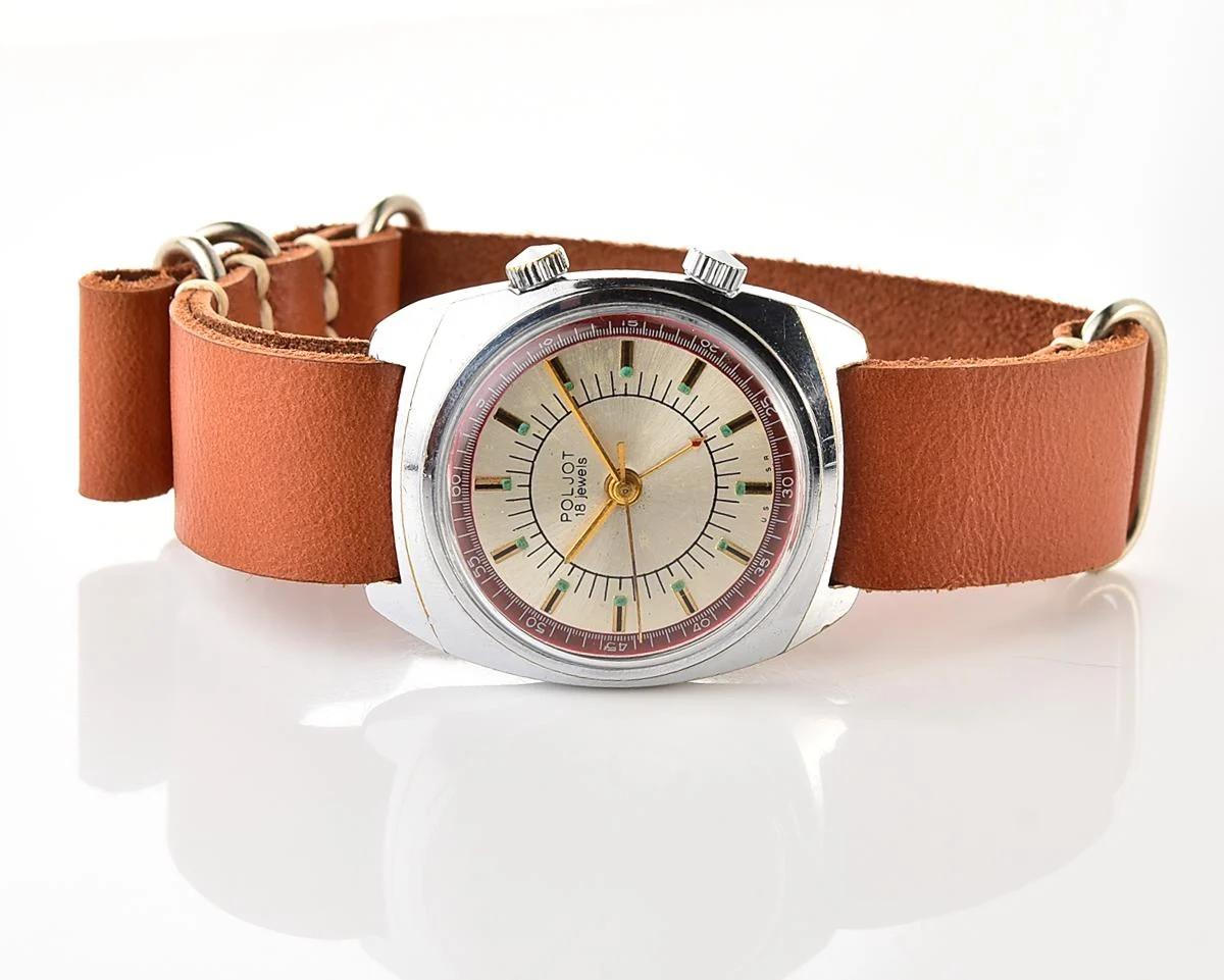 Vintage Soviet Poljot-cricket mechanical wristwatch with alarm function
