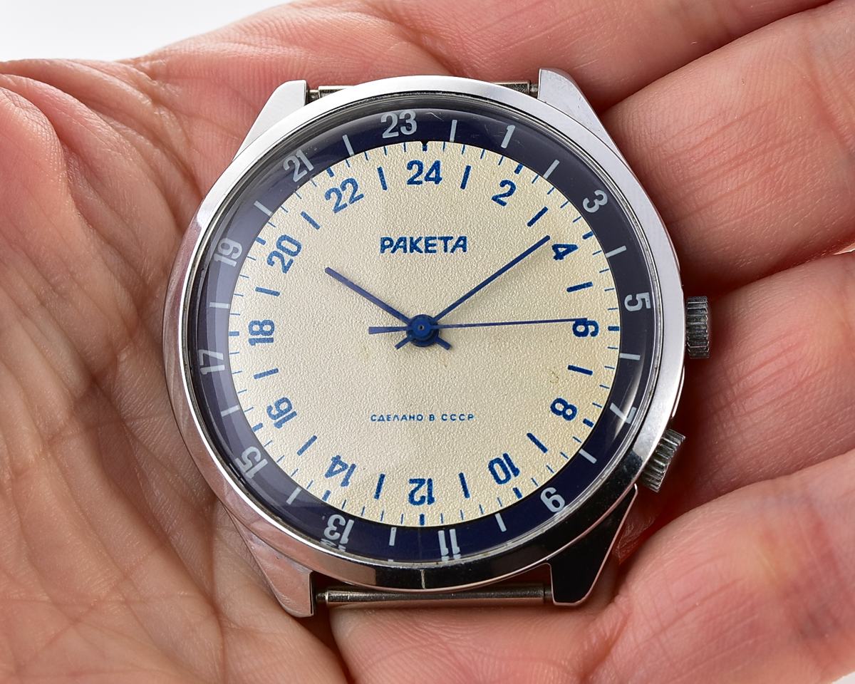 TIME CAPSULE: Soviet vintage mechanical watch RAKETA with 24 hours dial, New Old Stock(NOS)!
