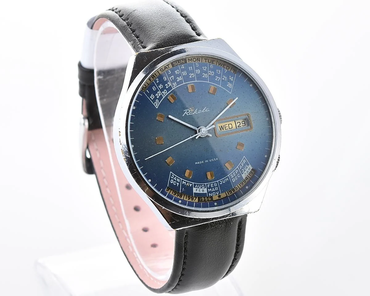 Soviet Raketa perpetual calendar wristwatch