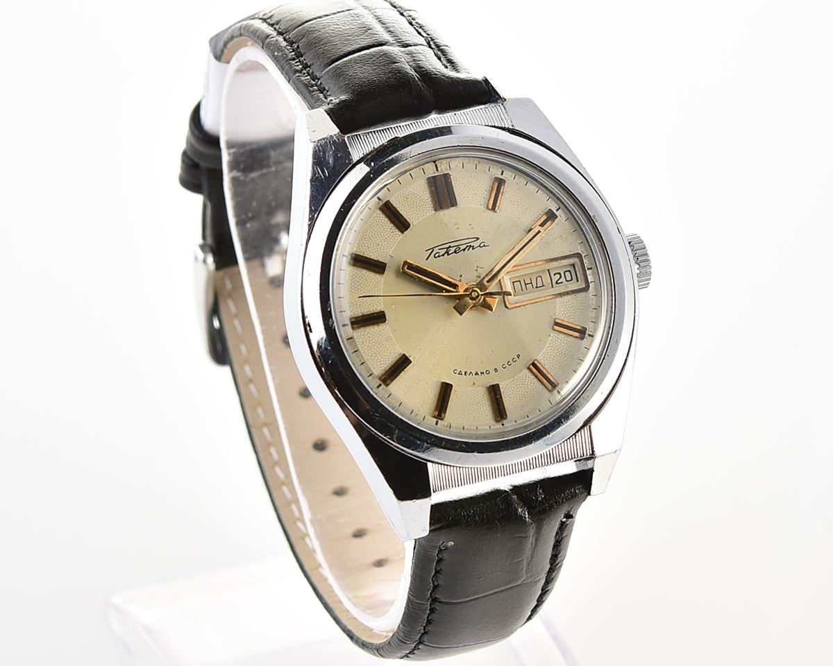 RAKETA vintage mechanical wristwatch with double calendar