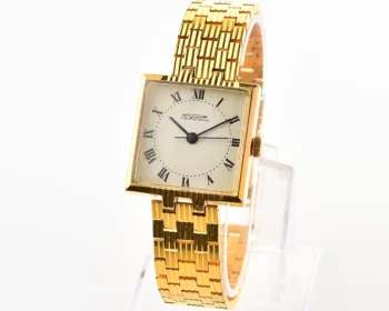 Rare Raketa gold-plated vintage mechanical wristwatch with integral bracelet