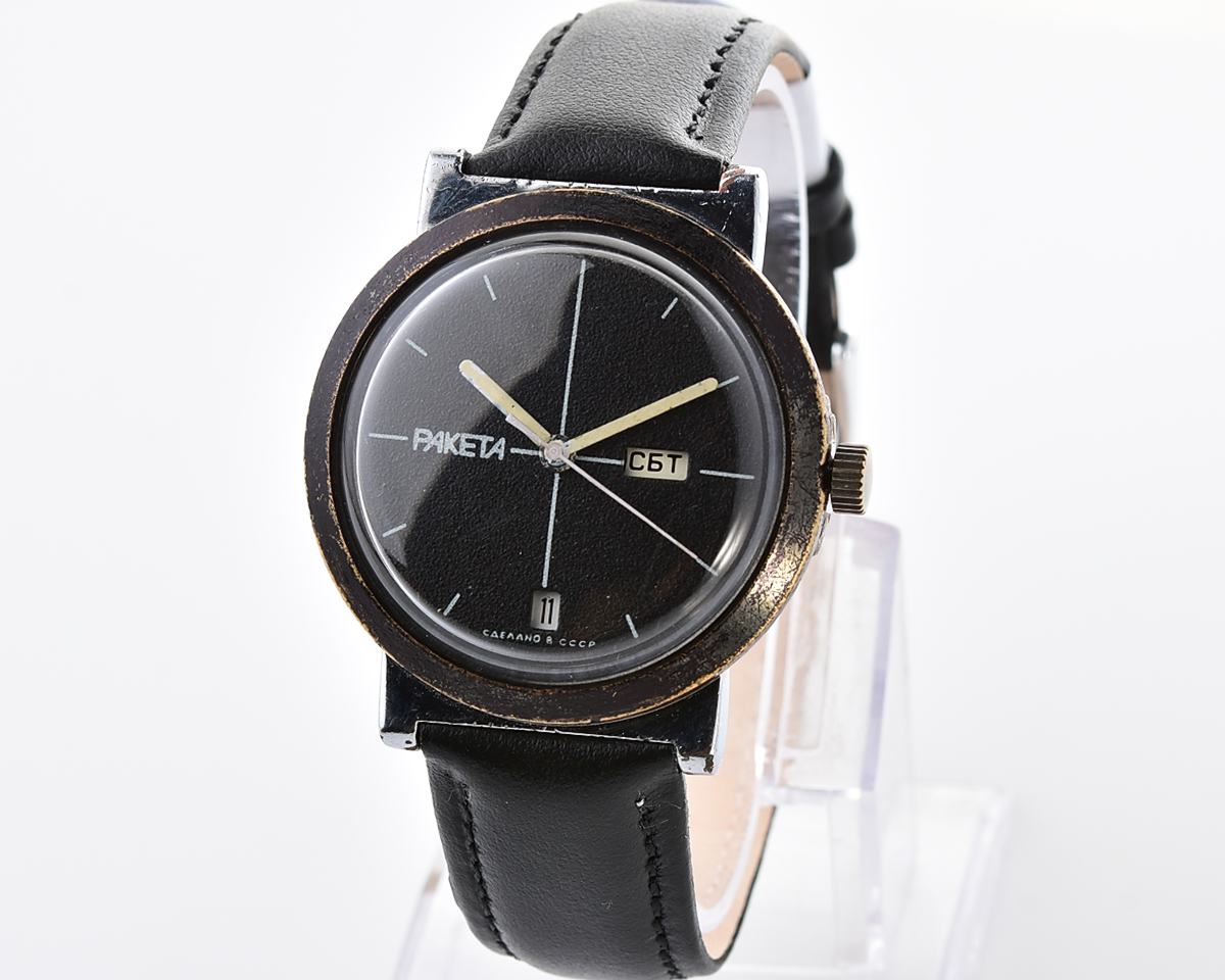 RAKETA vintage mechanical wristwatch with double calendar