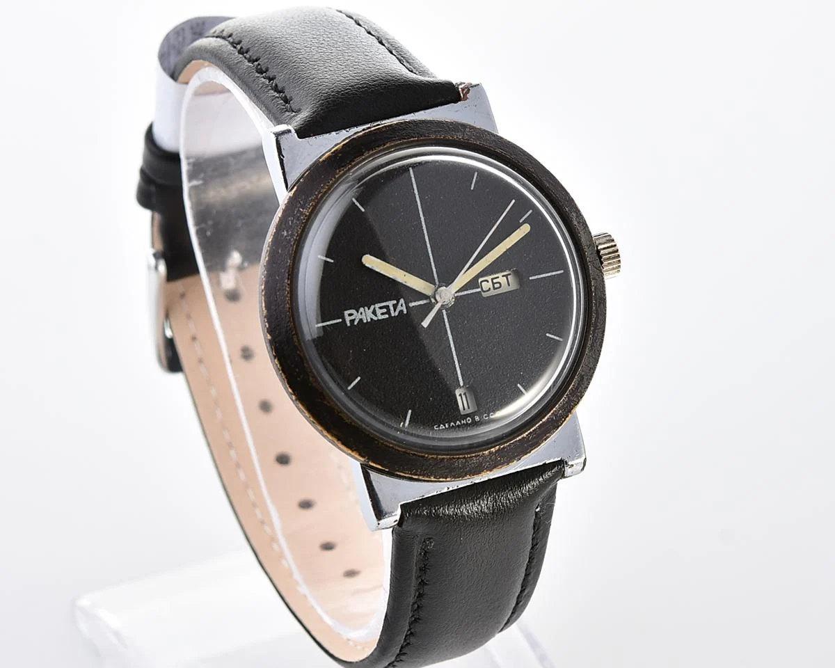 Raketa vintage mechanical wristwatch with double calendar