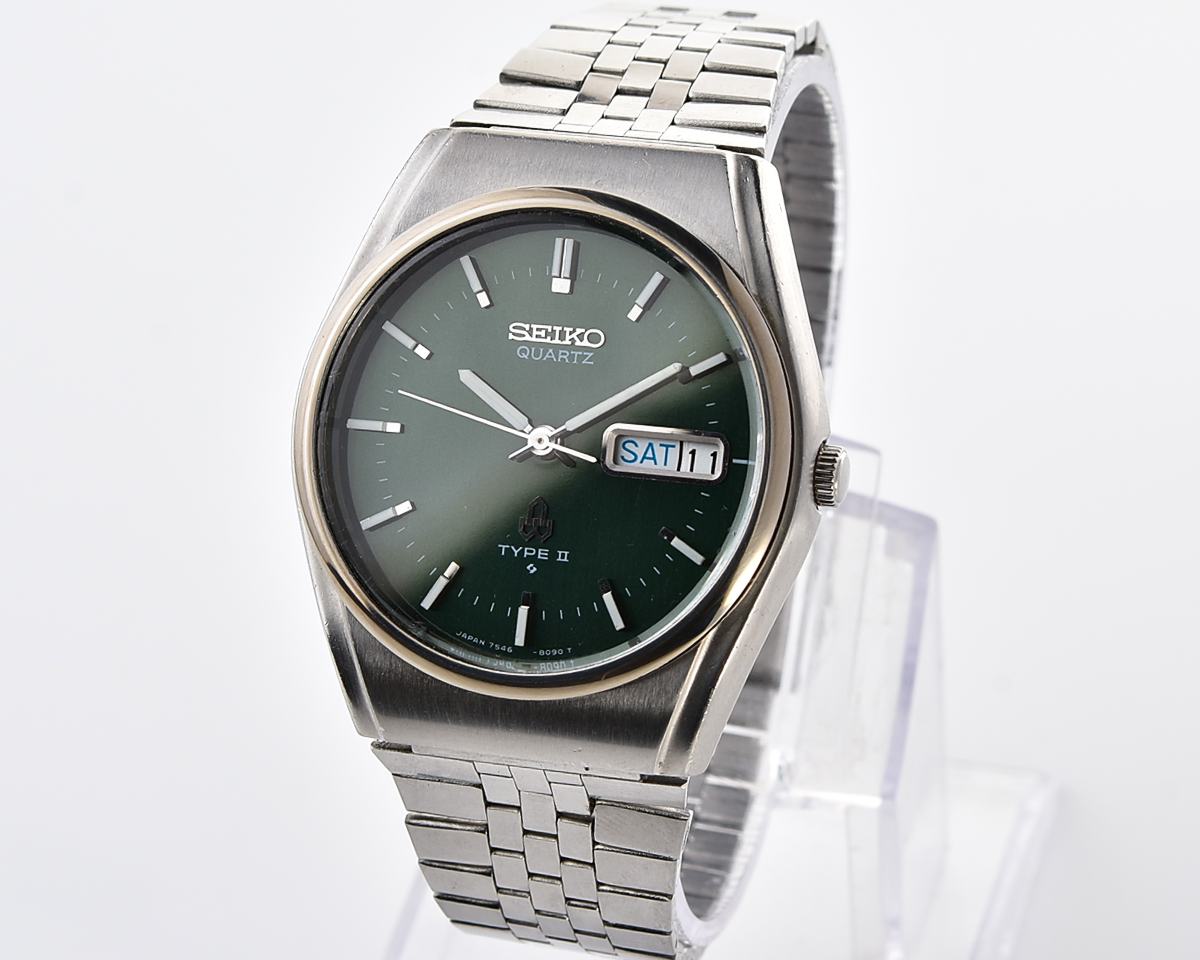 Vintage Seiko Type II Quartz with Forest Green Dial - from