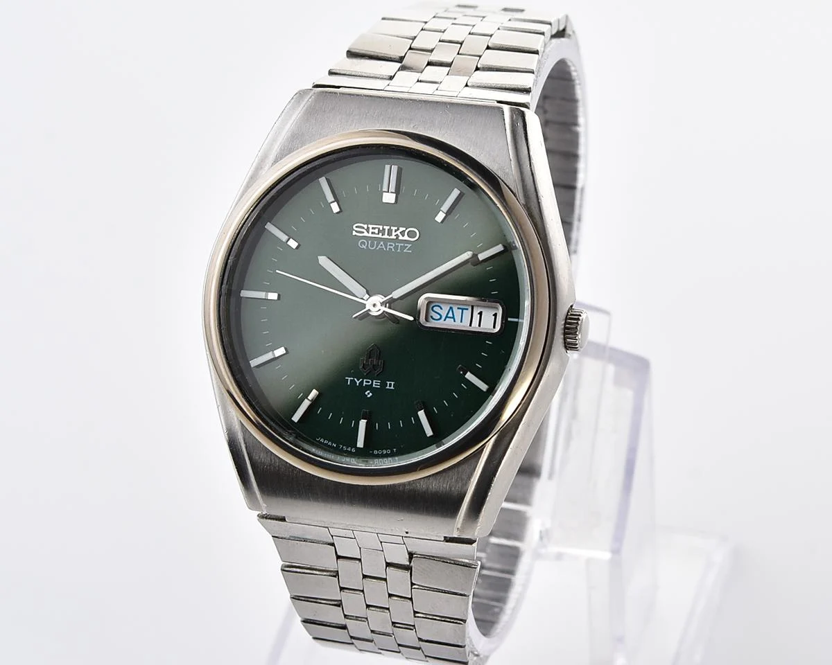 Vintage Seiko Type II Quartz with Forest Green Dial - from