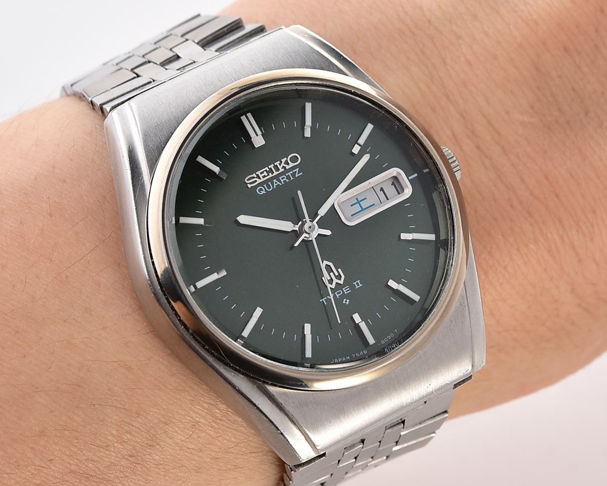 Vintage Seiko Type II Quartz with Forest Green Dial - from