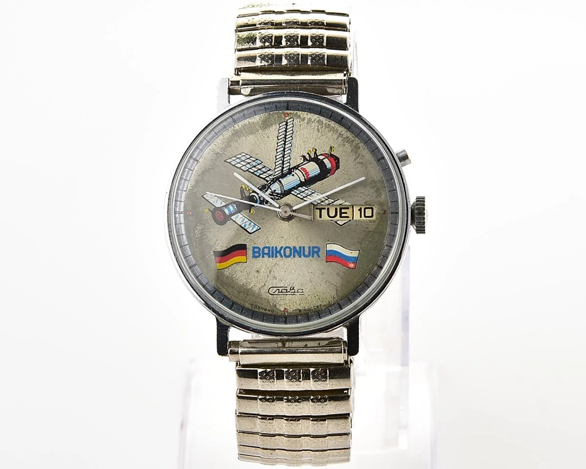 Slava Baikonur mechanical watch with Mir space station