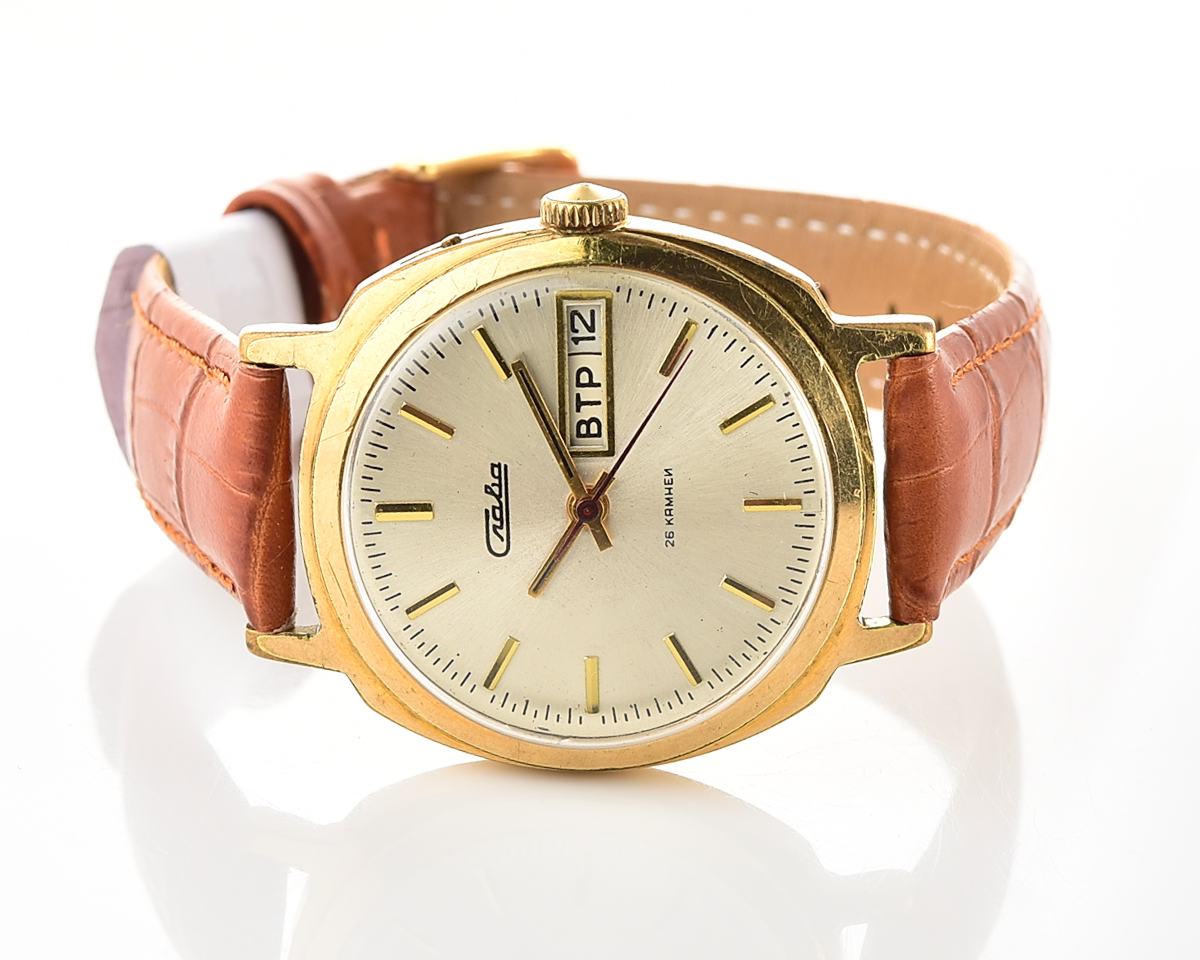 Slava soviet gold plated mechanical wristwatch
