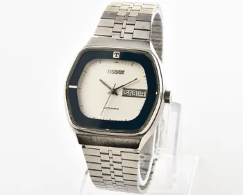 Vintage Tissot Automatic Day-Date ‘TV-Screen’ with Blue Inner Ring from the Mid-1970s