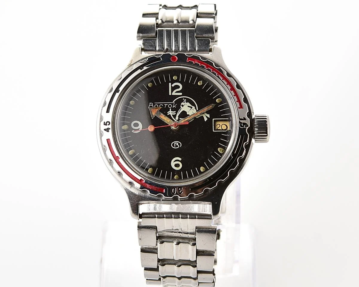 Vostok Amphibia Diver wristwatch (Scuba Dude), with vintage stainless steel bracelet