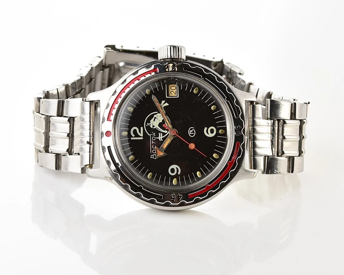 Vostok Amphibia Diver wristwatch (Scuba Dude), with vintage stainless steel bracelet