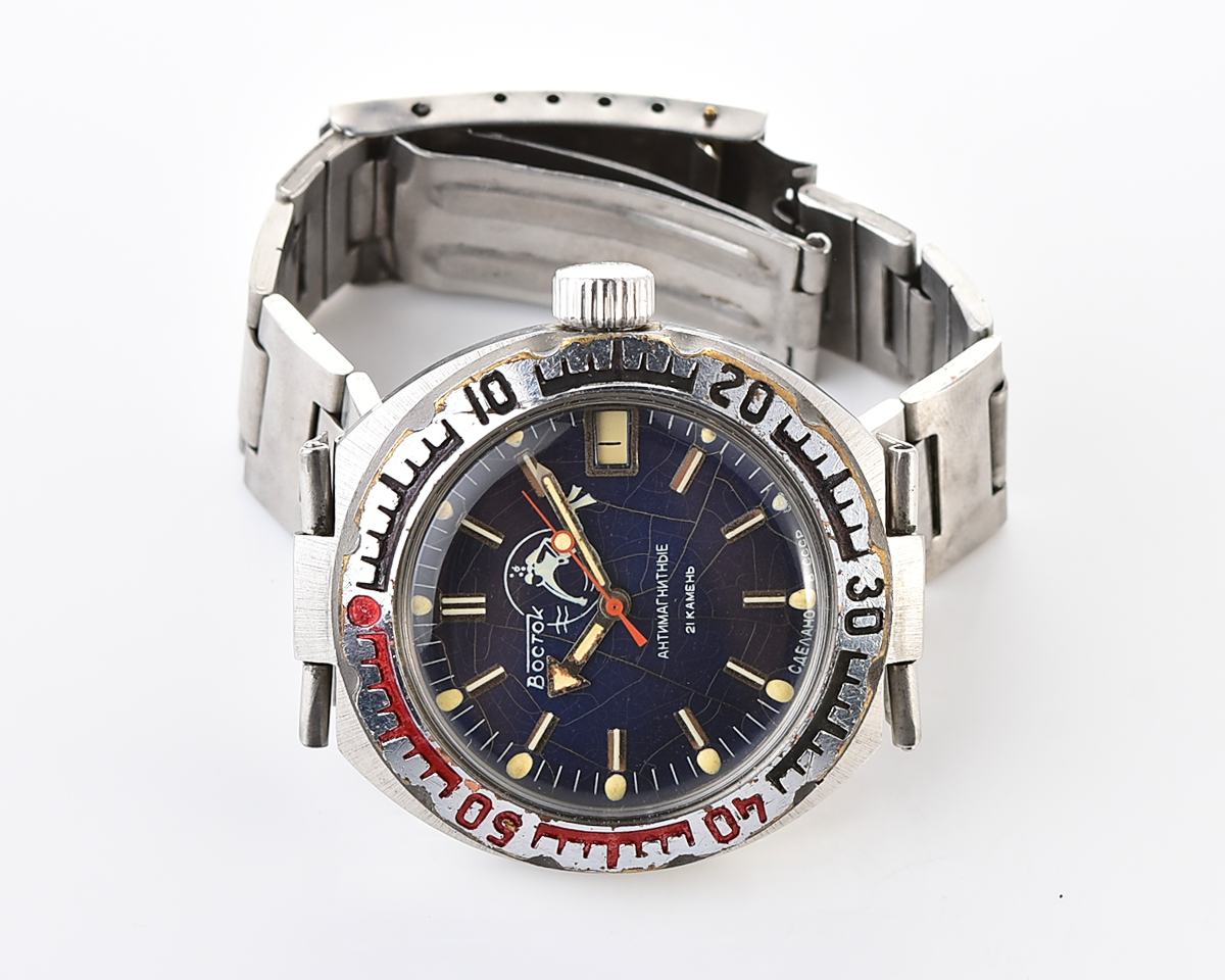 Vostok Amphibia DIVER wristwatch (Scuba Dude), with vintage stainless steel bracelet