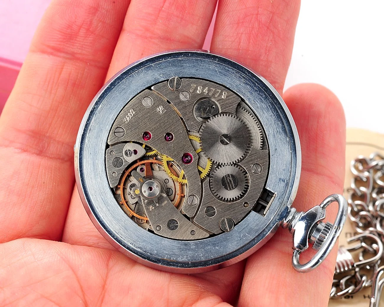 TIME CAPSULE: Soviet Molnija mechanical pocket watch with crimson dial - New Old Stock (NOS)!
