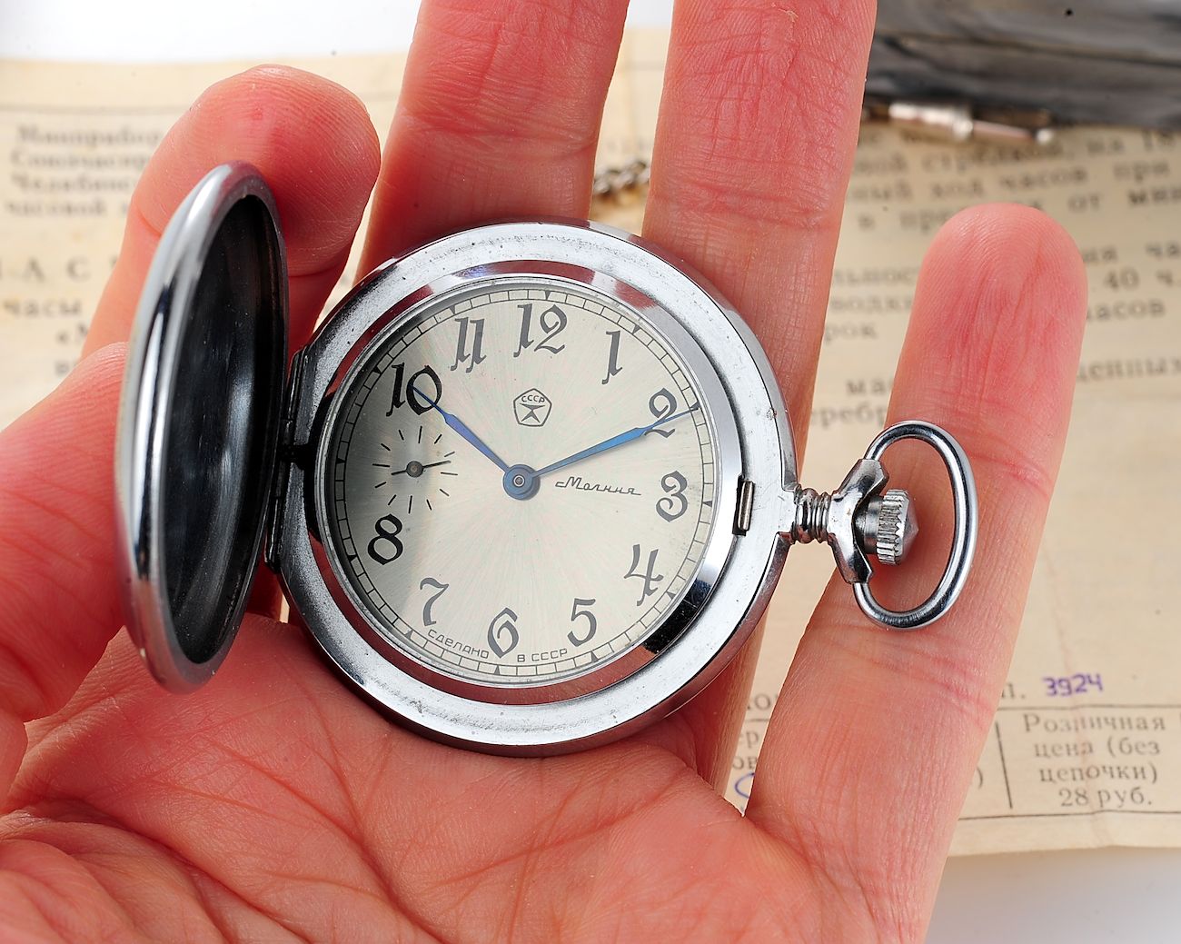 TIME CAPSULE: soviet Molnija mechanical pocket watch - New Old Stock(NOS)!