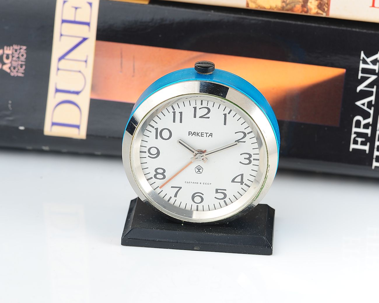 Small Raketa soviet mechanical alarm clock - less than 2 inches in diameter