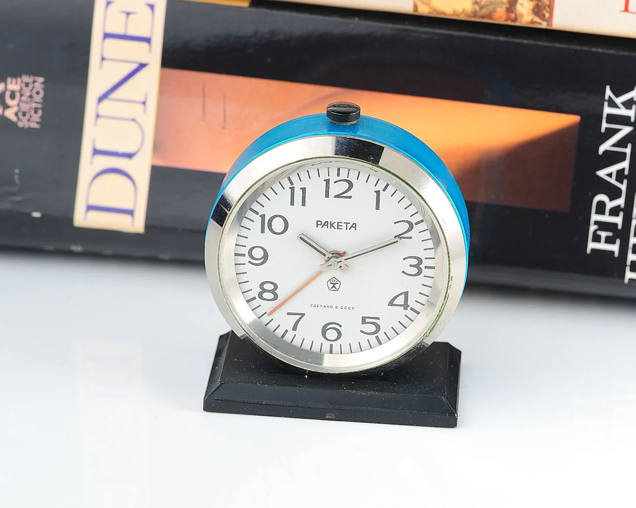 Small Raketa Soviet mechanical alarm clock - less than 2 inches in diameter