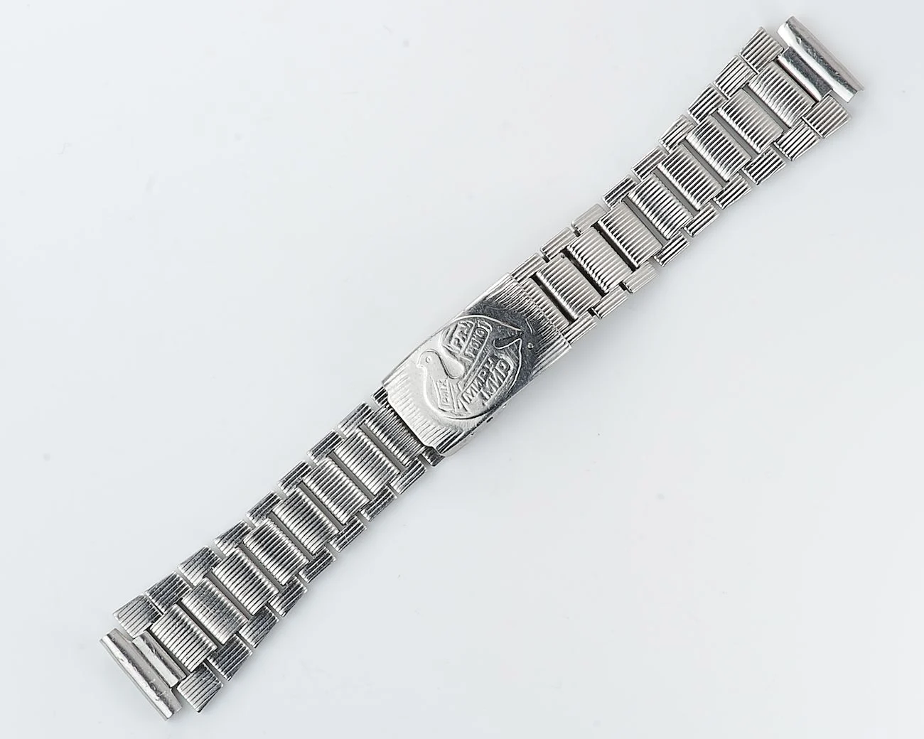 Vintage Soviet ornate stainless steel 18mm watch bracelet - Peace to the World