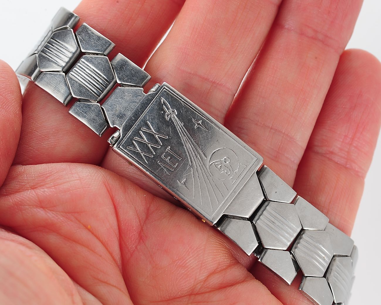 Vintage 16mm stainless steel watch bracelet - 30th anniversary of man in space
