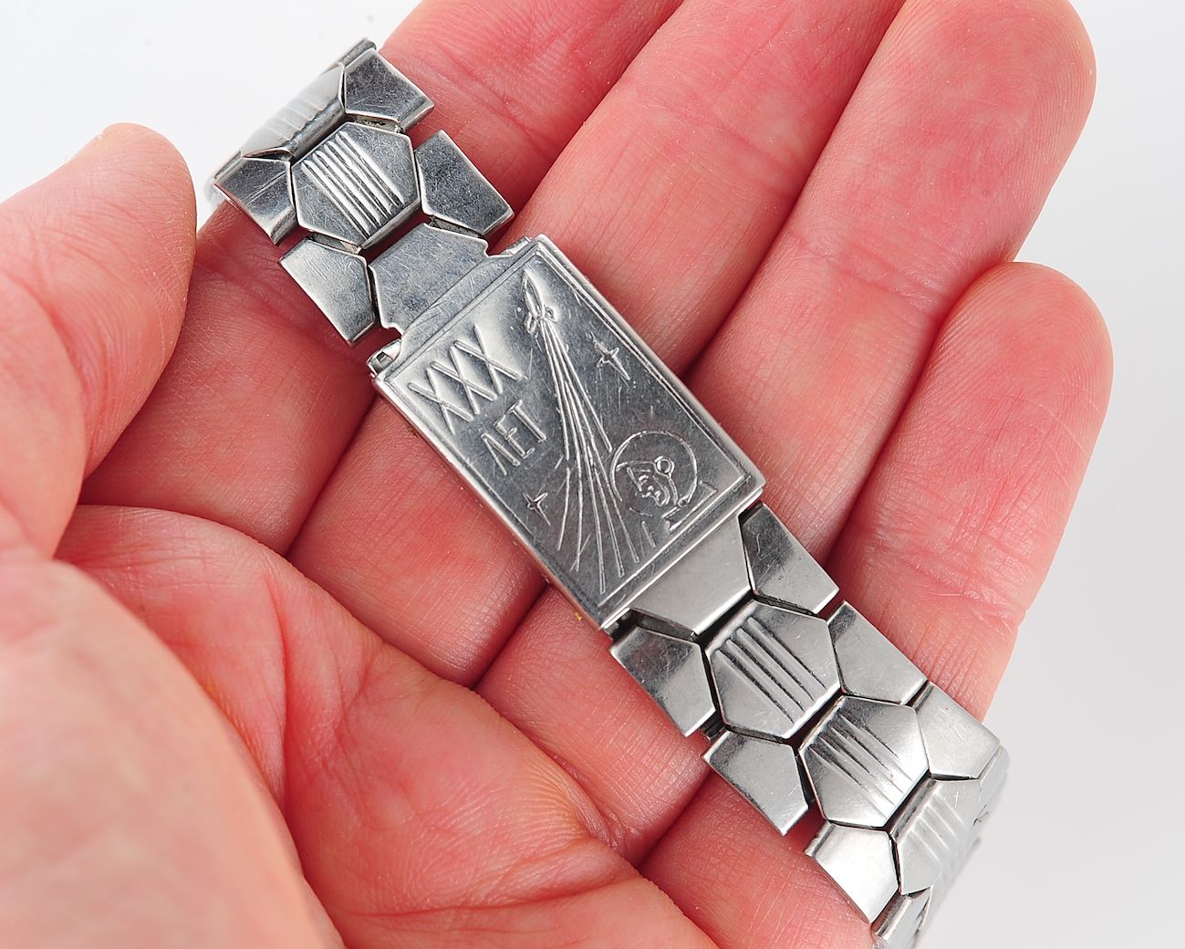 Vintage 16mm stainless steel watch bracelet - 30th anniversary of man in space