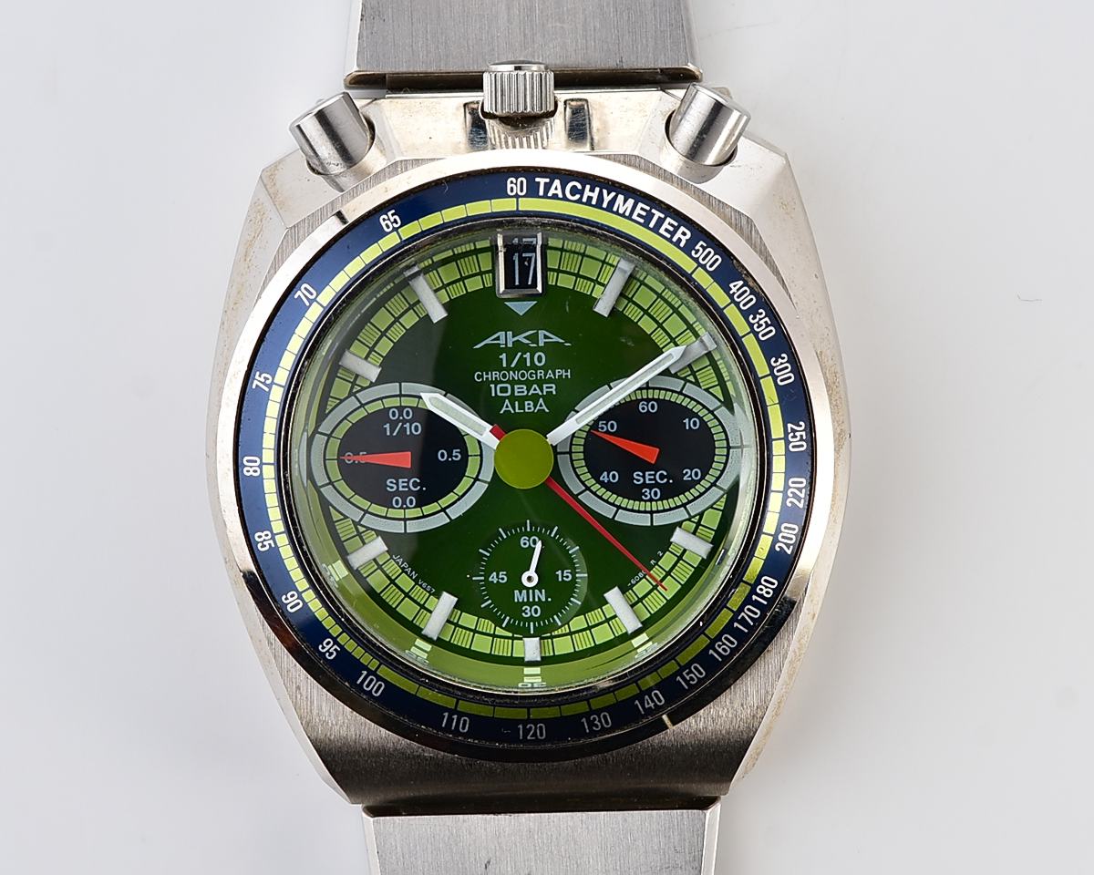 Vintage 1997 Seiko Alba AKA "Bullhead" Quartz Chronograph - Rare JDM Emerald Green Dial