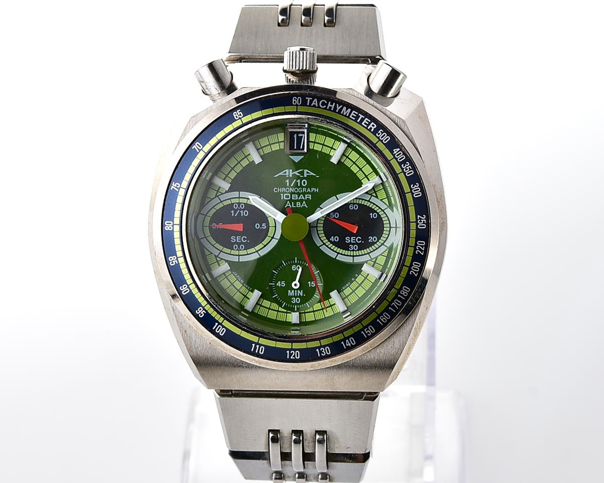 Vintage 1997 Seiko Alba AKA "Bullhead" Quartz Chronograph - Rare JDM Emerald Green Dial