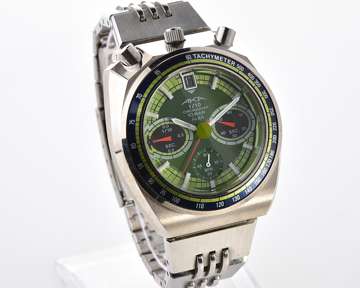 Vintage 1997 Seiko Alba AKA "Bullhead" Quartz Chronograph - Rare JDM Emerald Green Dial