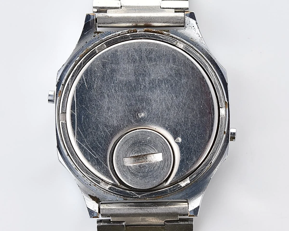 Digital vintage USSR wristwatch Electronika-5 with red mask
