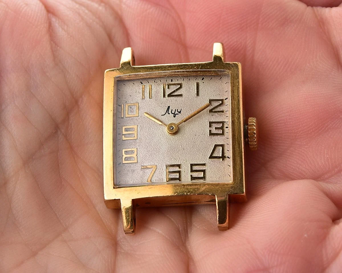 Luch Soviet vintage gold-plated ladies watch - with box & passport from February 1975