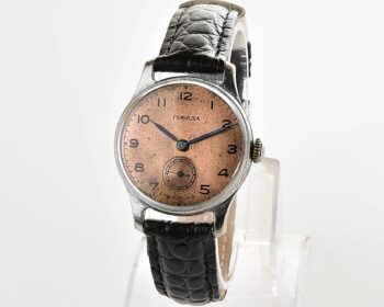 Vintage soviet POBEDA watch with bronze dial, the 4th quarter of 1955