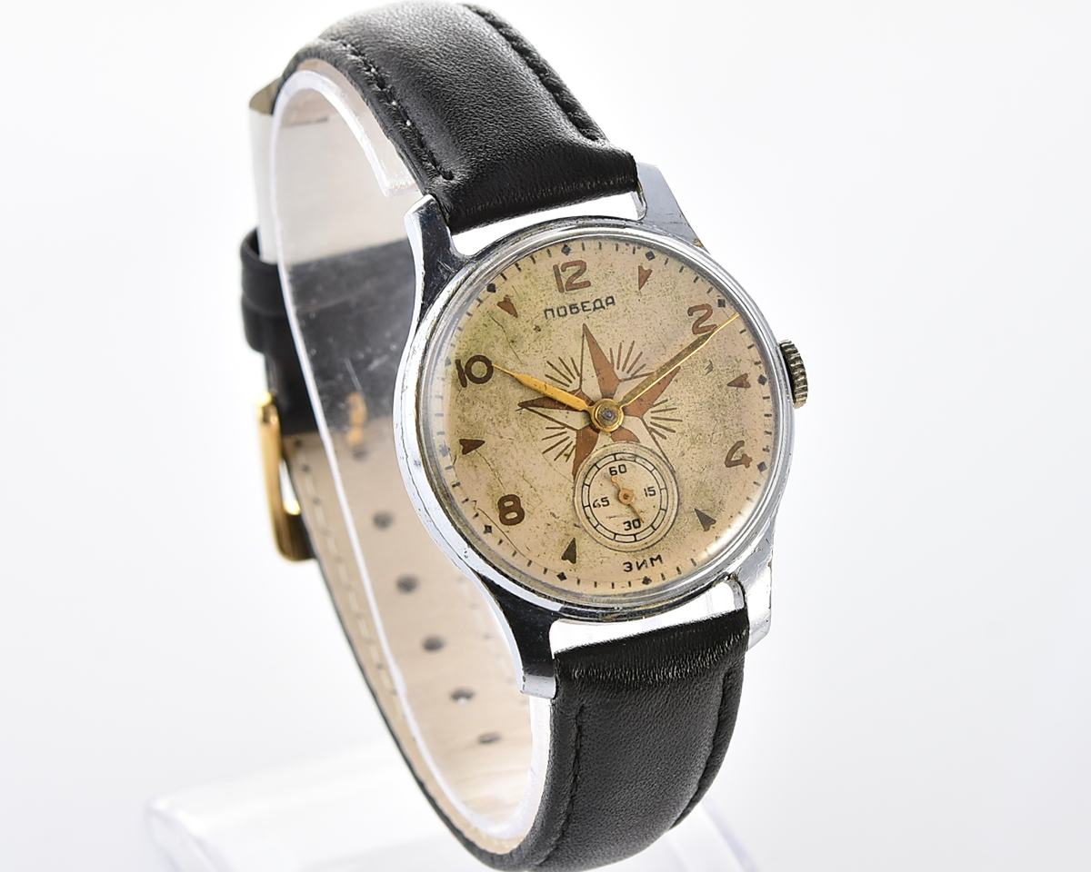 Rare! Vintage soviet mechanical watch POBEDA STAR, the 3rd quarter 1955