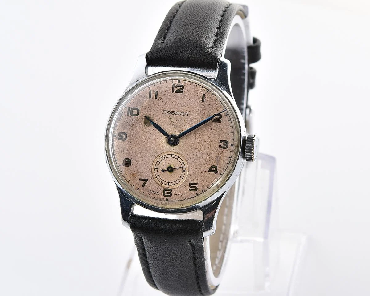 Vintage Soviet mechanical watch 1MChZ Pobeda from the 2nd quarter of 1953