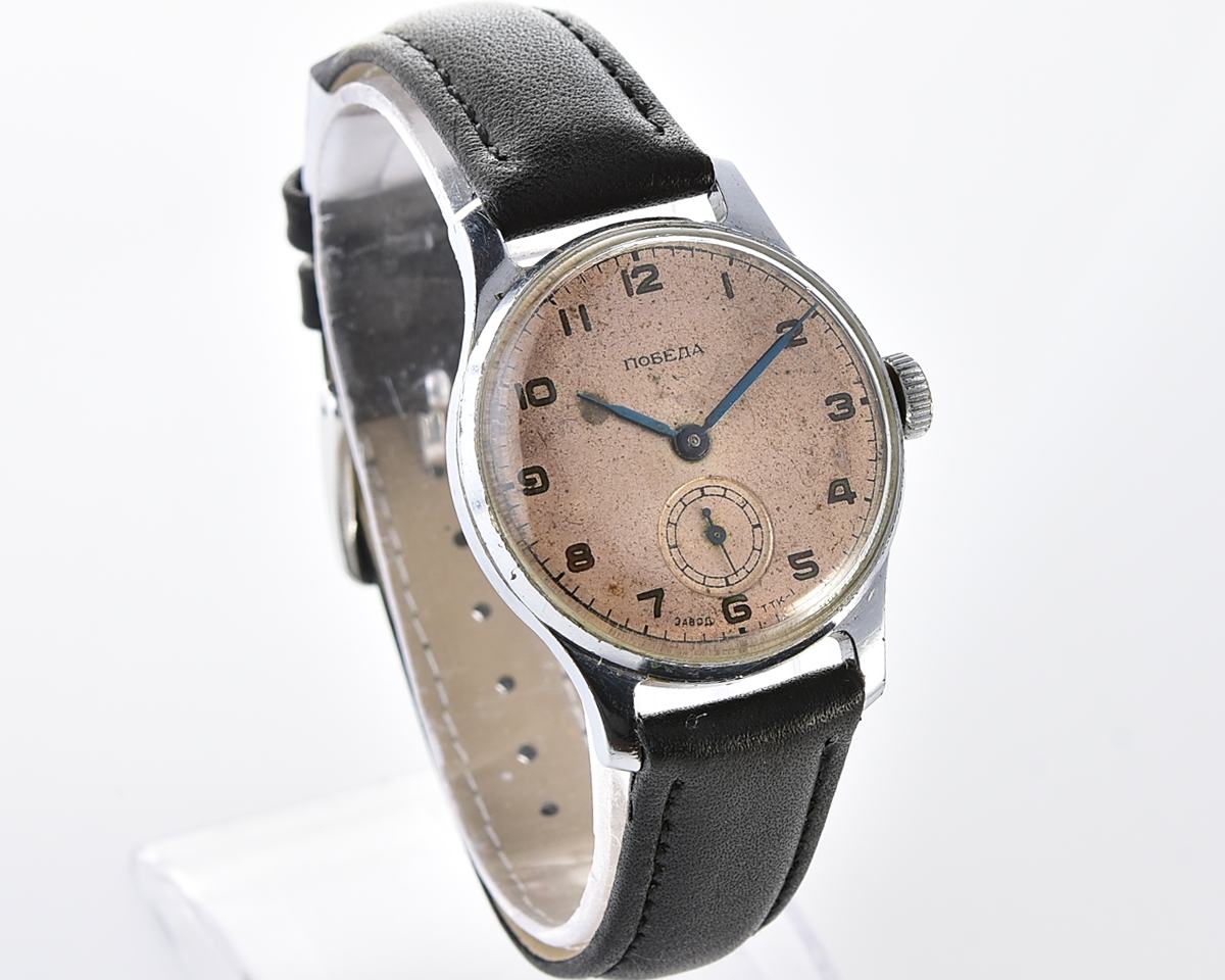 Vintage Soviet mechanical watch 1MChZ POBEDA from the 2nd quarter of 1953