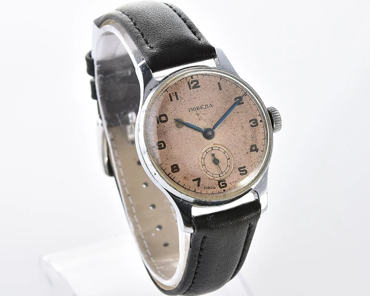 Vintage Soviet mechanical watch 1MChZ Pobeda from the 2nd quarter of 1953