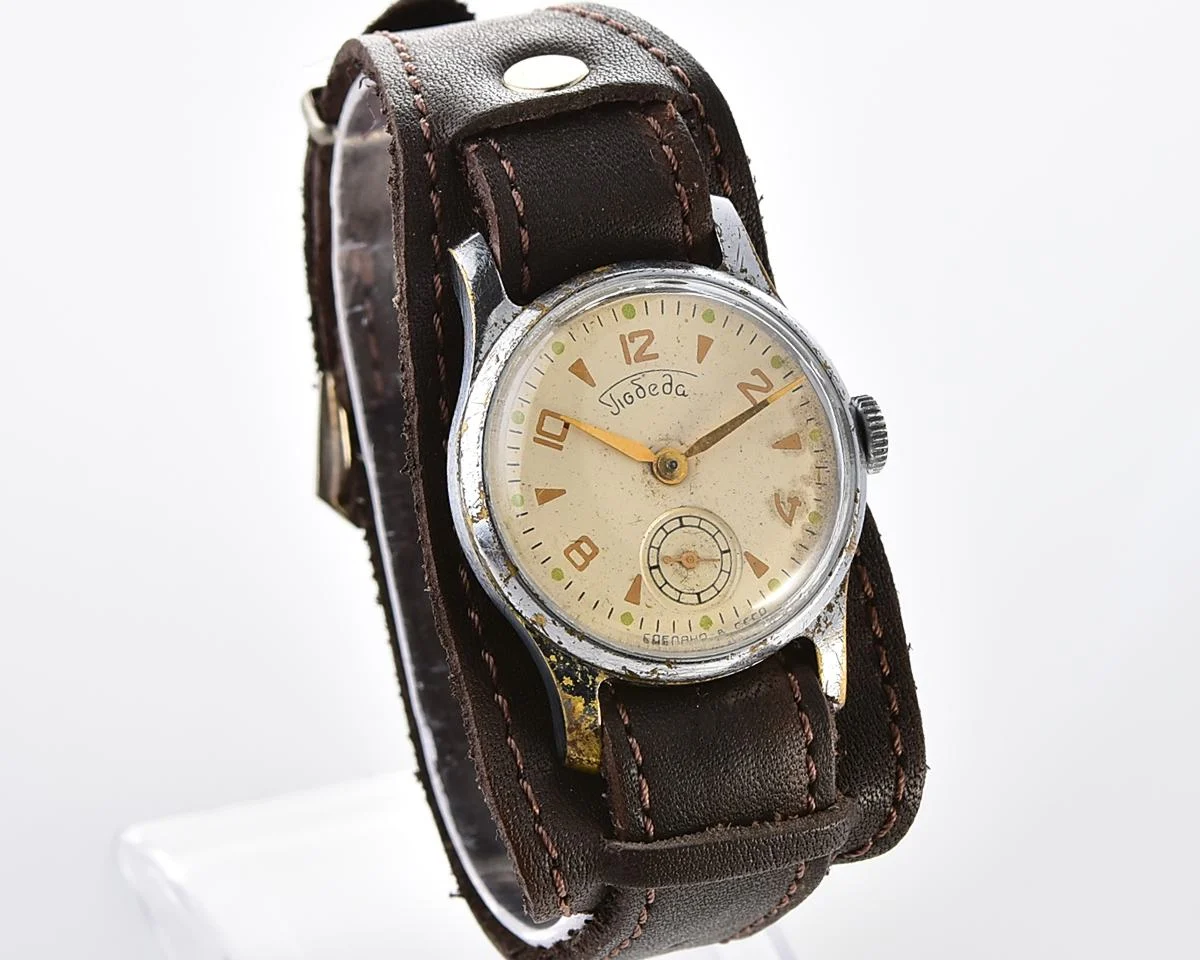 Vintage Soviet mechanical watch Pobeda Zim from the 1950s