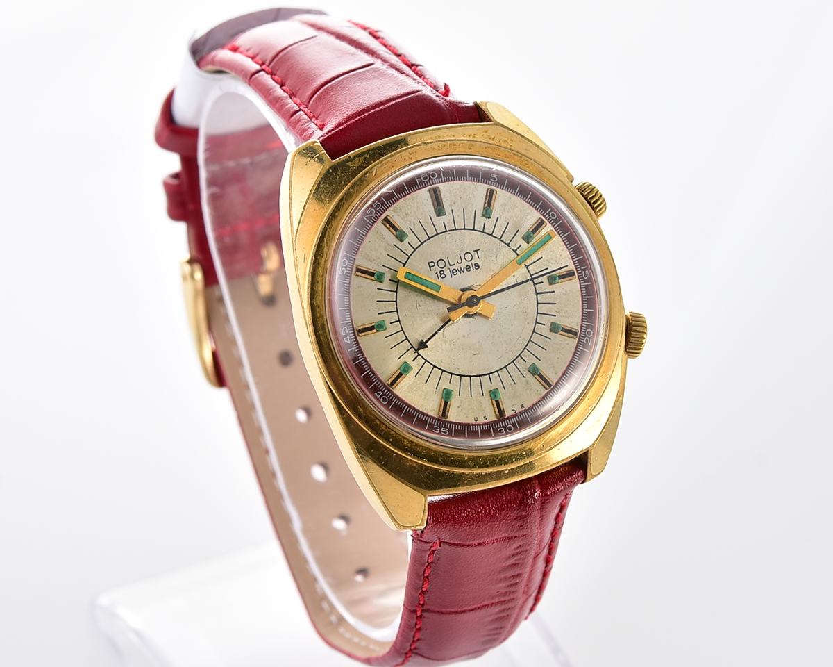 Vintage soviet POLJOT-cricket mechanical wristwatch with alarm function