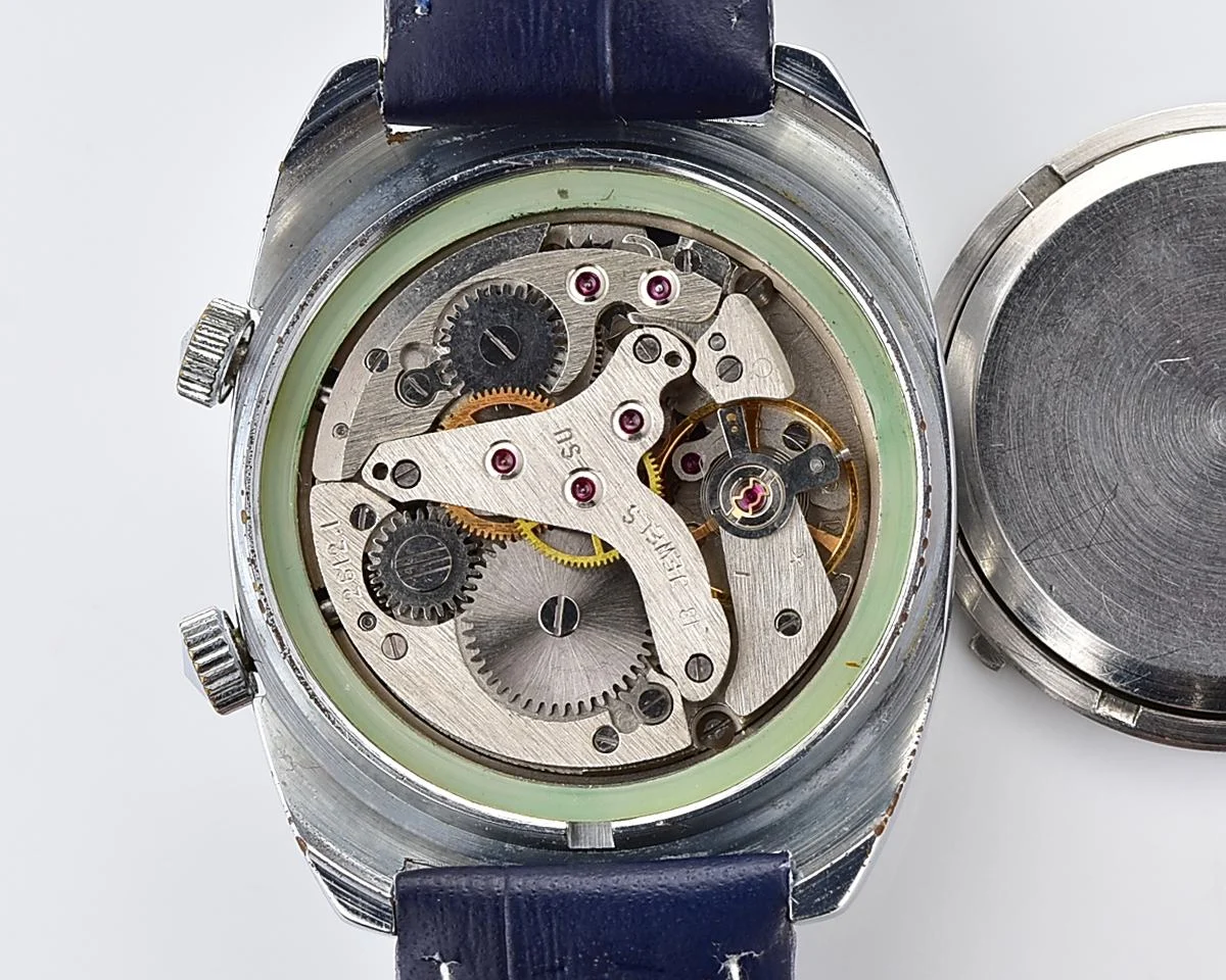 Excellent vintage Soviet Poljot-cricket mechanical watch with alarm function - jeans dial!