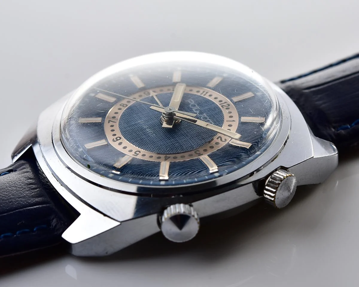 Excellent vintage Soviet Poljot-cricket mechanical watch with alarm function - jeans dial!