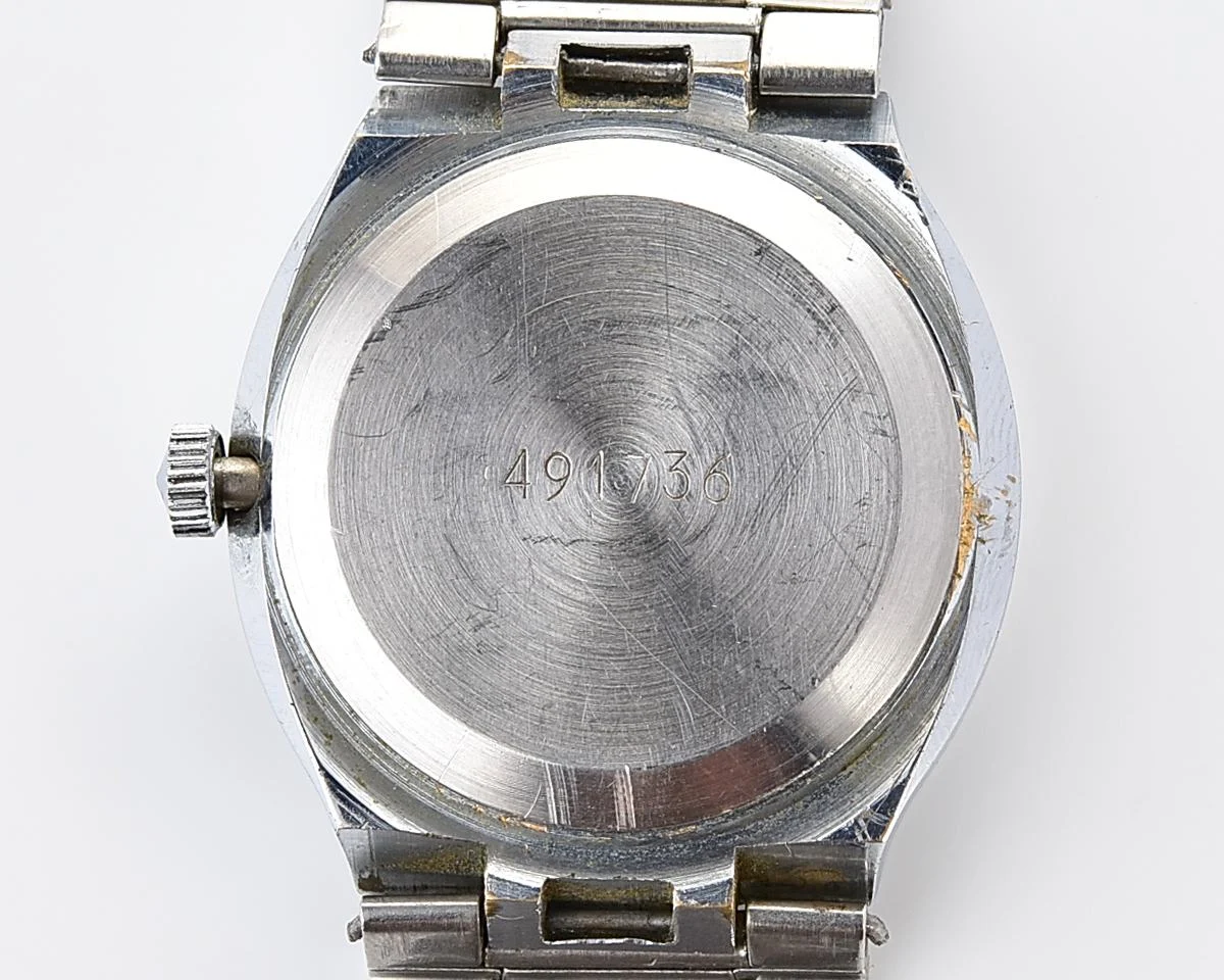 Soviet Poljot mechanical wristwatch with integral stainless steel bracelet
