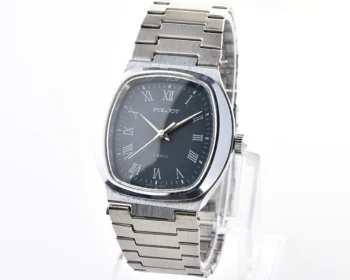 Soviet Poljot mechanical wristwatch with integral stainless steel bracelet