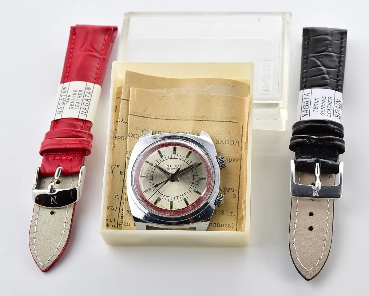 Vintage Soviet Poljot-cricket mechanical watch with alarm function - complete with box & passport!