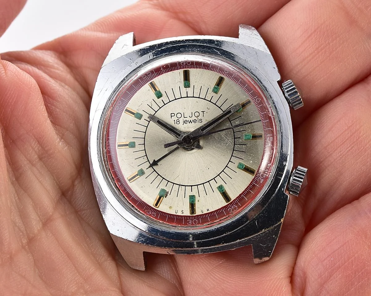 Vintage Soviet Poljot-cricket mechanical watch with alarm function - complete with box & passport!