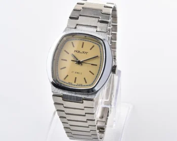 Soviet Poljot mechanical wristwatch with integral branded bracelet