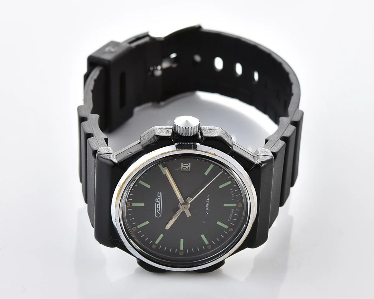 Soviet Slava vintage mechanical watch in nearly weightless plastic body