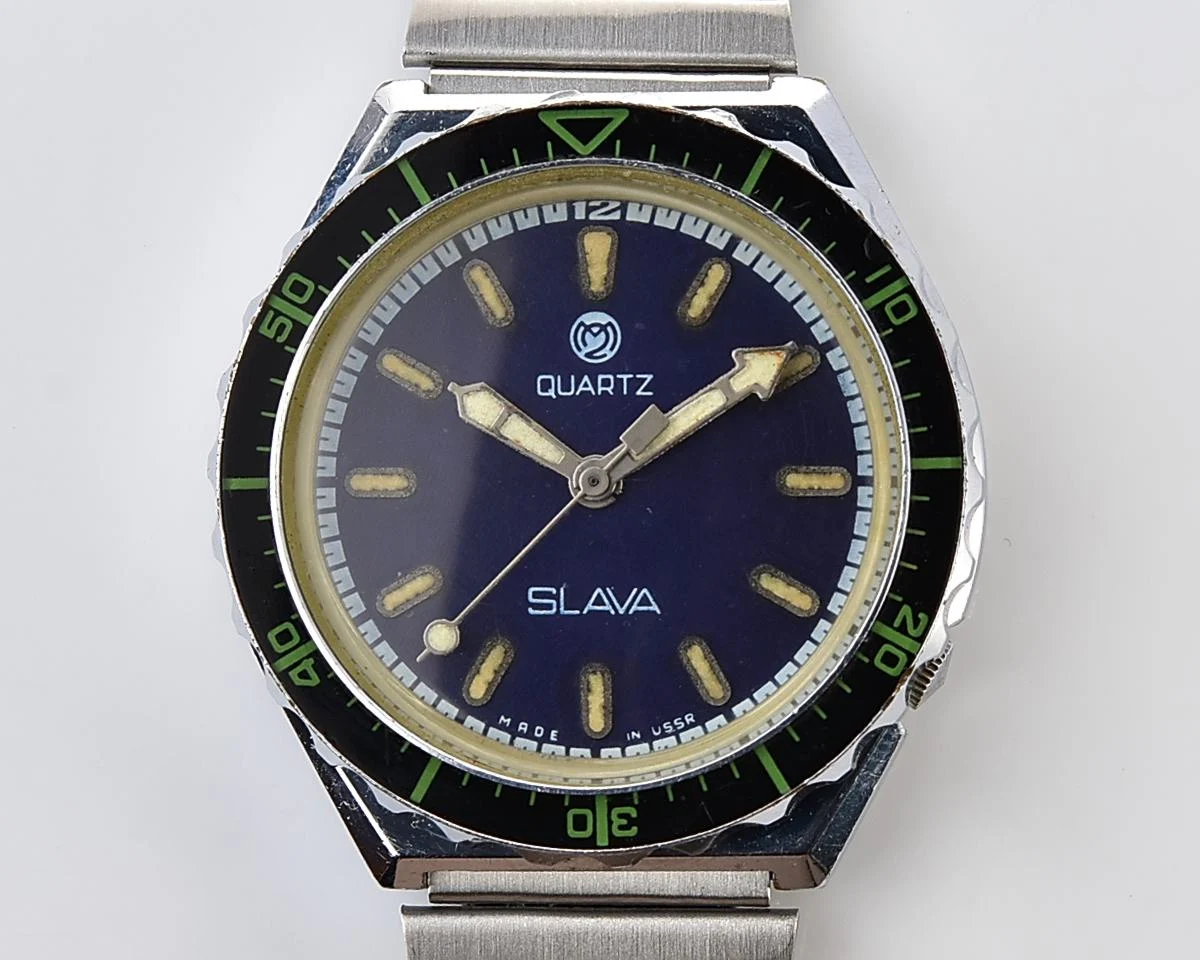 Large Soviet Slava wristwatch with quartz movement