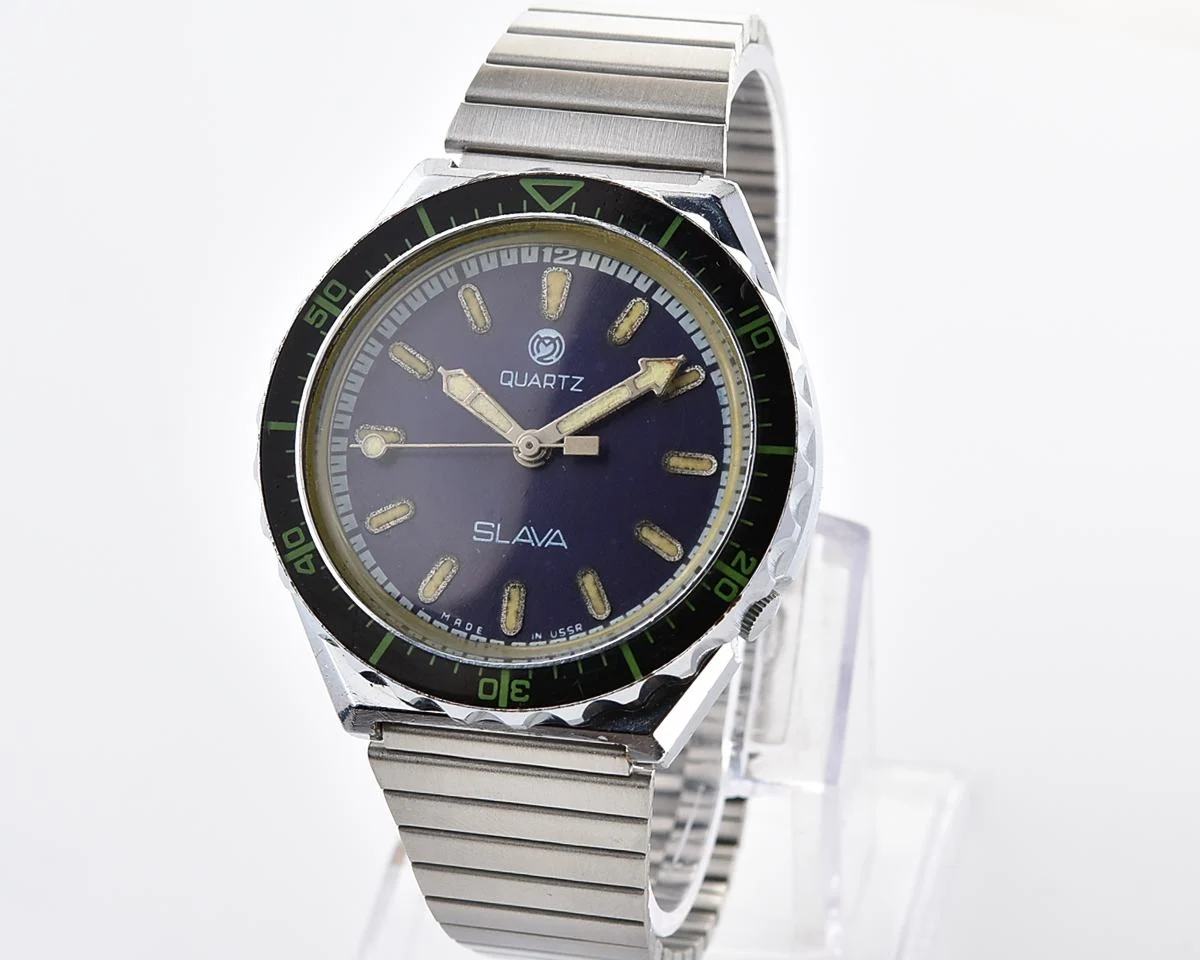 Large Soviet Slava wristwatch with quartz movement