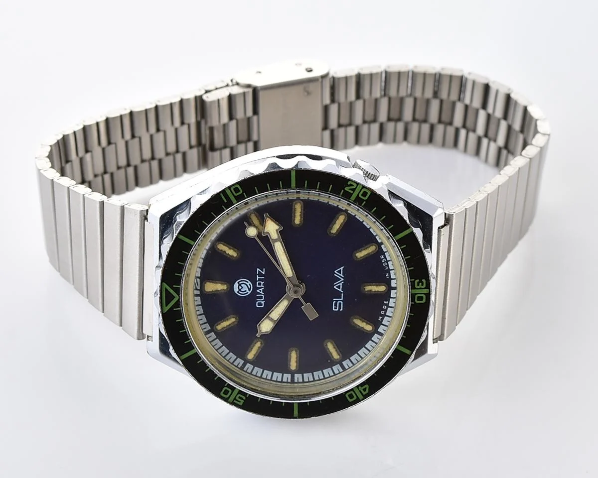 Large Soviet Slava wristwatch with quartz movement