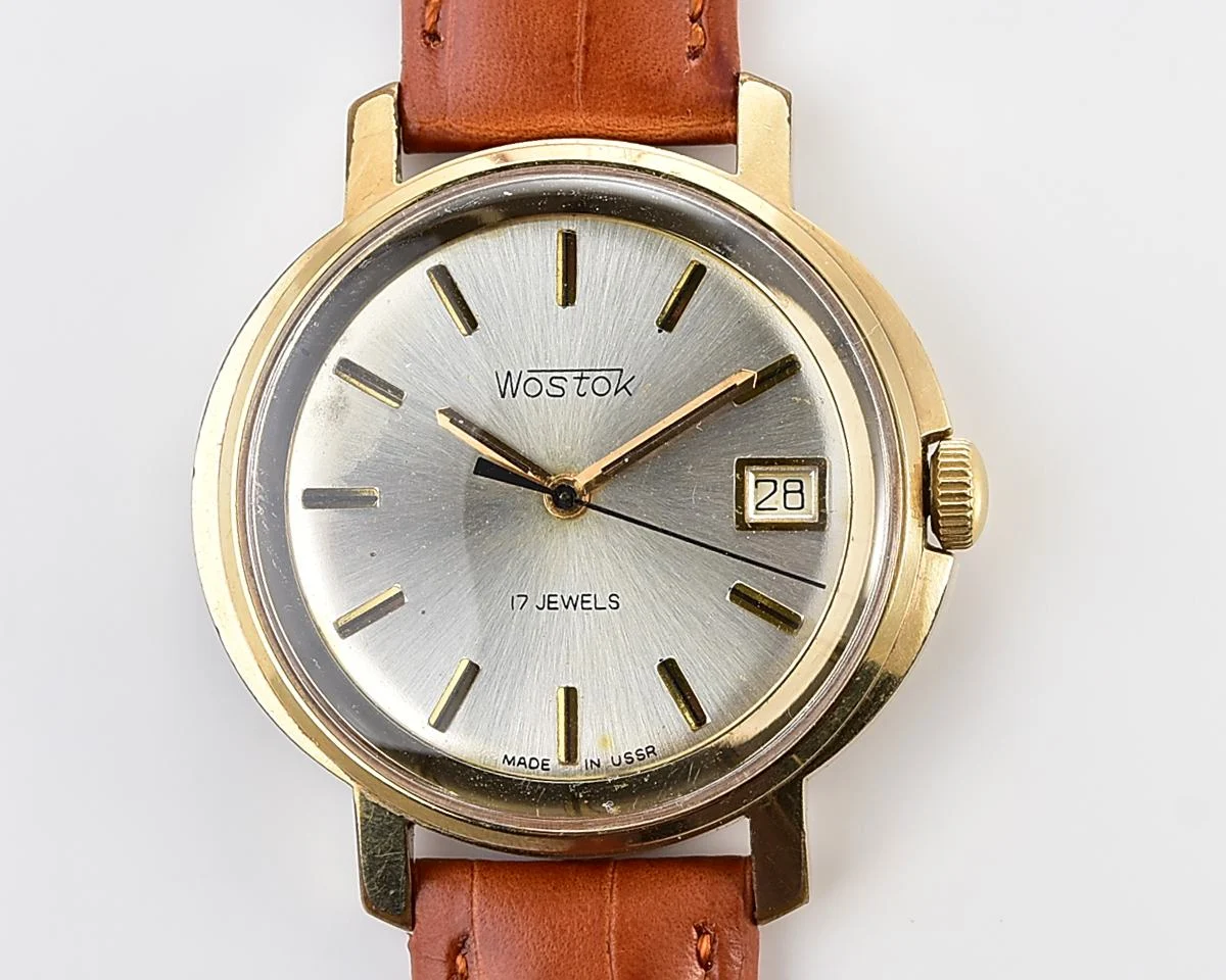 Soviet vintage gold-plated Wostok (Vostok) mechanical wristwatch